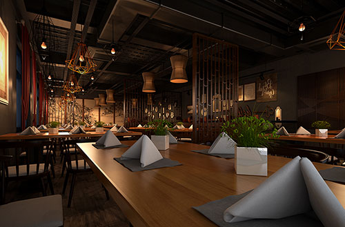 乐山简约大气中式风格餐厅设计装修效果图