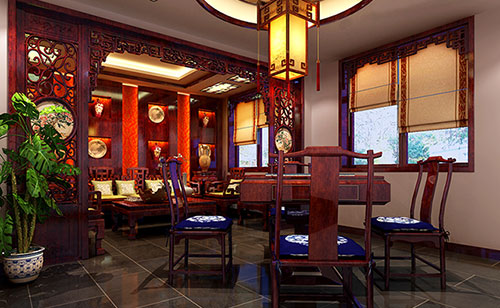 乐山古典中式风格茶楼包间设计装修效果图